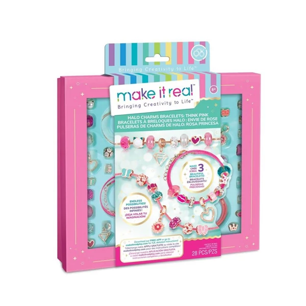 Make it Real: Kristály Medál Karkötők Pink