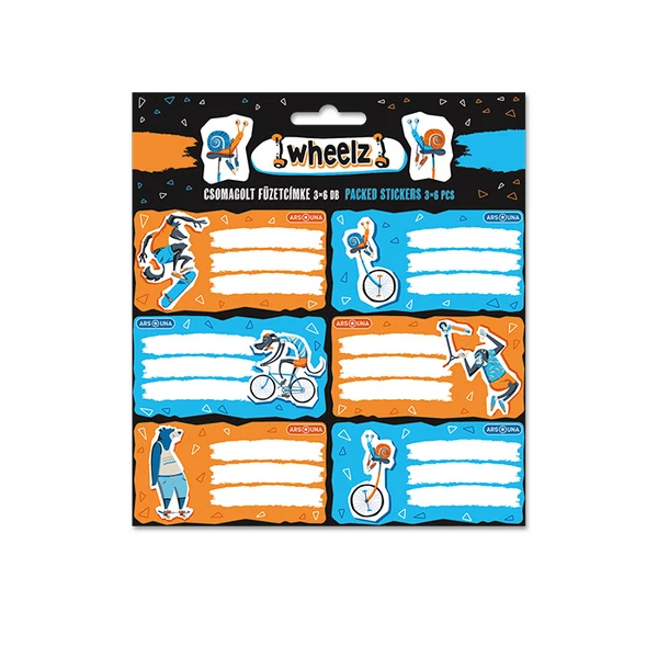 Ars Una: Wheelz csomagolt füzetcímke 3x6db-os