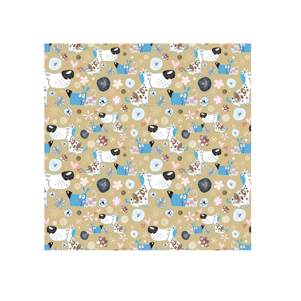 Pasztell színű kutyusos csomagolópapír 100x70cm