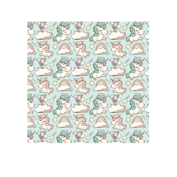 Pasztell színű unikornisos csomagolópapír 100x70cm