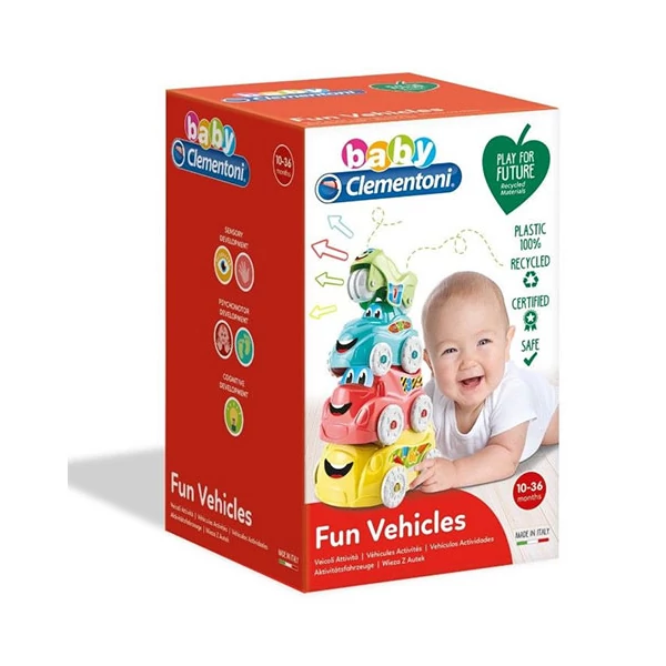 Mókás járművek rakosgatós ügyességi bébijáték - Clementoni baby