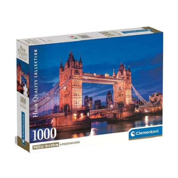 Tower Bridge éjjel HQC 1000db-os puzzle poszterrel - Clementoni