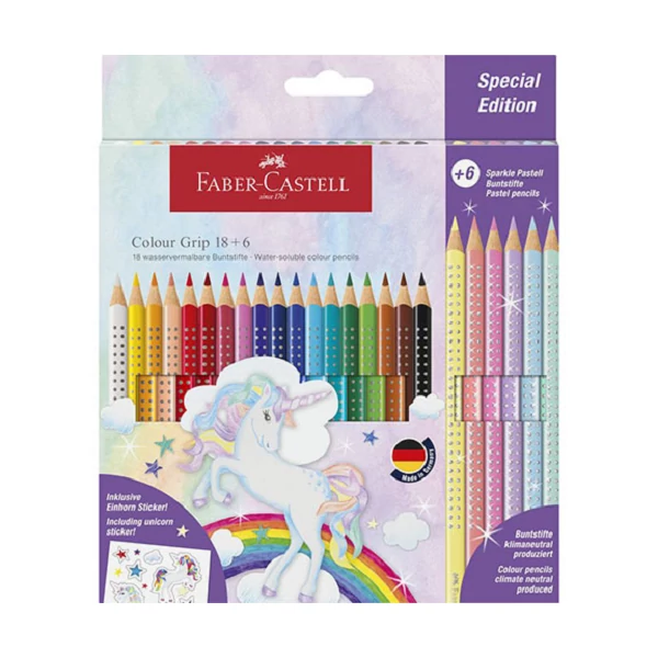 Faber-Castell: 24db-os GRIP színesceruza szett 6db pasztell színnel