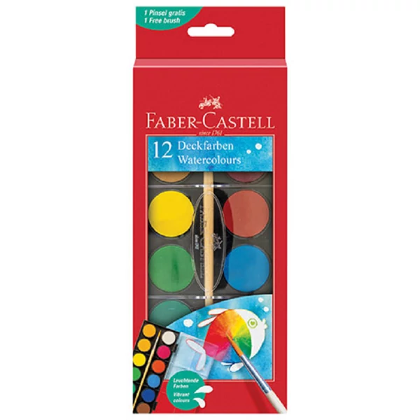 Faber-Castell: Vízfesték 12db-os szett 30mm-es korongokkal