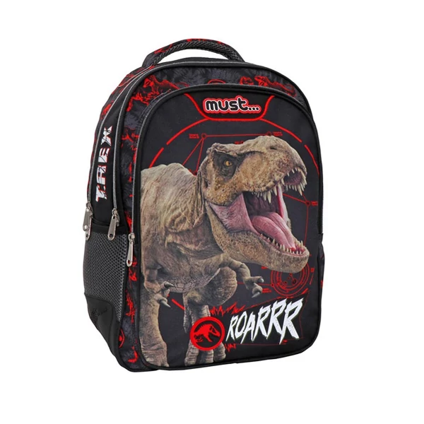 Must: Jurassic World T-rex lekerekített ergonomikus iskolatáska 33x18x43cm