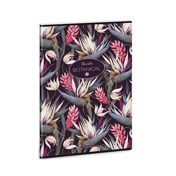 Ars Una: Botanical Bromelia extra kapcsos négyzethálós kockás füzet 40 lapos A/4