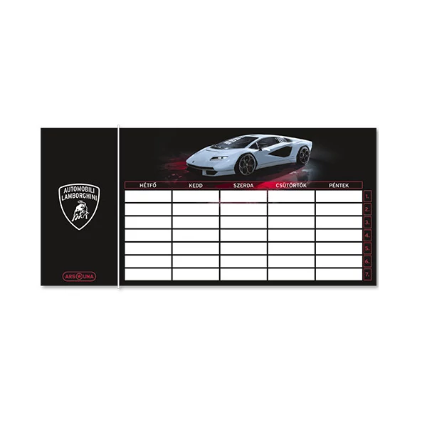 Ars Una: Lamborghini egylapos, kétoldalas órarend fekete színben
