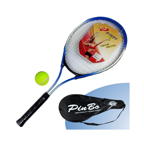 PinBo 63cm-es fém teniszütő teniszlabdával hordtáskában