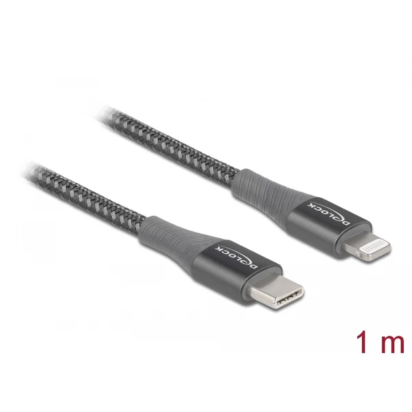 Delock Adat- és töltőkábel USB Type-C  - Lightning  iPhone , iPad  és iPod  készülékhez szürke 1 m M