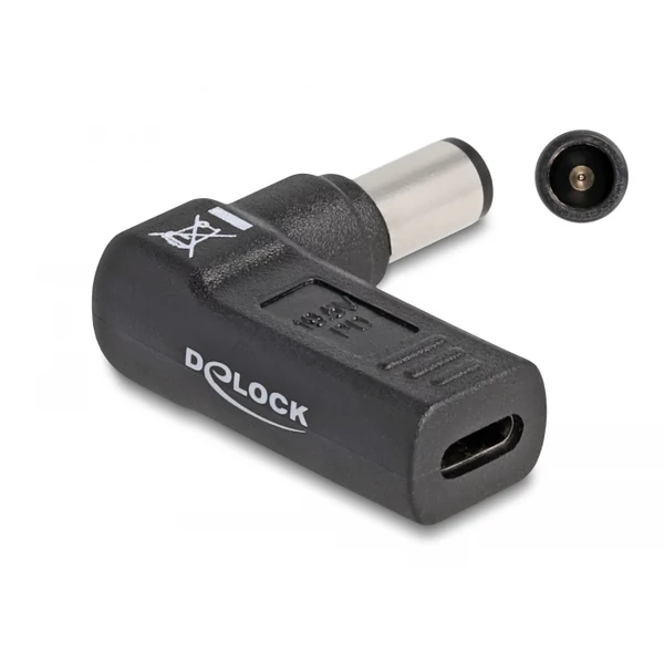Delock Laptop töltőkábel adapter USB Type-C  anya - Dell 7,4 x 5,0 mm apa 90  fokban hajlított