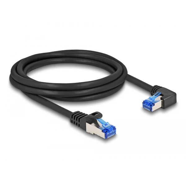 Delock RJ45 hálózati kábel Cat.6A S/FTP egyenes / jobbra hajló 2 m fekete