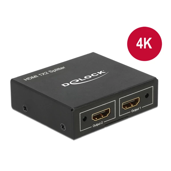 Delock HDMI-elosztó, 1 x HDMI-bemenet > 2 x HDMI-kimenet, 4K