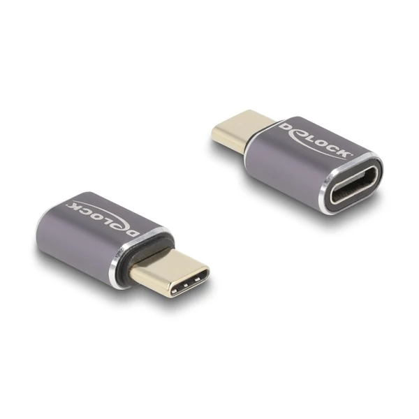 Delock USB Adapter 40 Gbps USB Type-C  PD 3.0 100 W csatlakozódugóval - csatlakozóhüvellyel, portkímélővel 8K 60 Hz fém