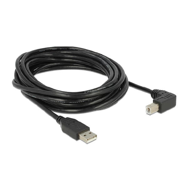 Delock USB2.0 kábel USB A dugó - USB B 90 dugó csatlakozókkal, 5m