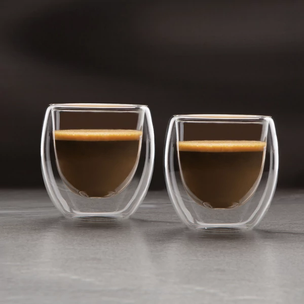 Duplafalú kávés üvegpohár 80ml 2db 57176H