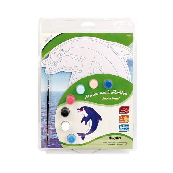 Delfines kezdő számfestő készlet akrilfestékkel és ecsettel
