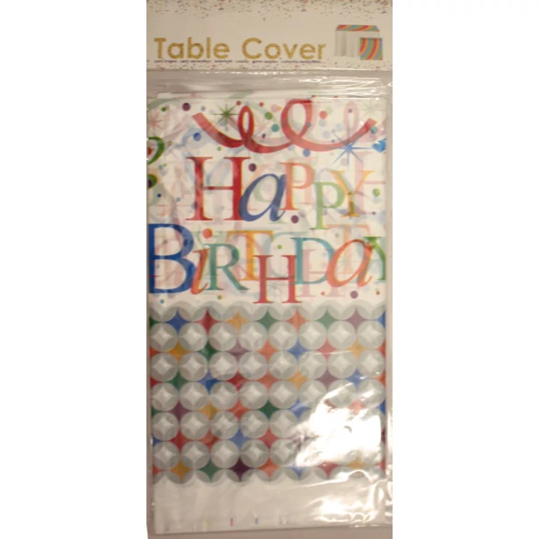 "Happy Birthday" feliratú csillagos party asztalterítő 180x110cm 