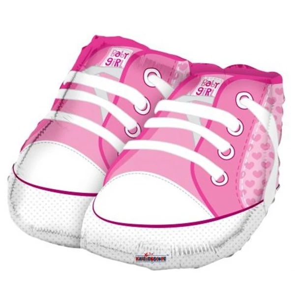 Rózsaszín babacipő fólia lufi 45cm 