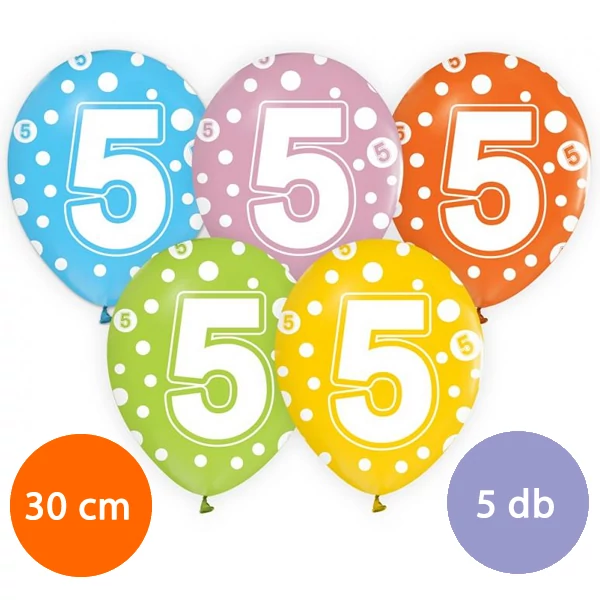 5. évszámos party lufi 5db