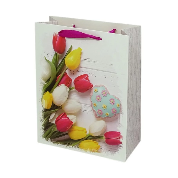 S.Ajándéktasak 30*42*12cm tulipános 72007
