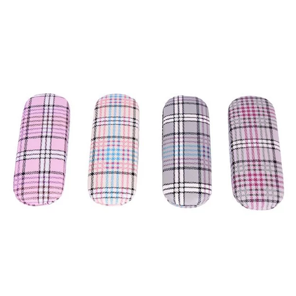 Kockás szemüvegtok 277473 - sárga alapon rózsaszín-kék csíkos