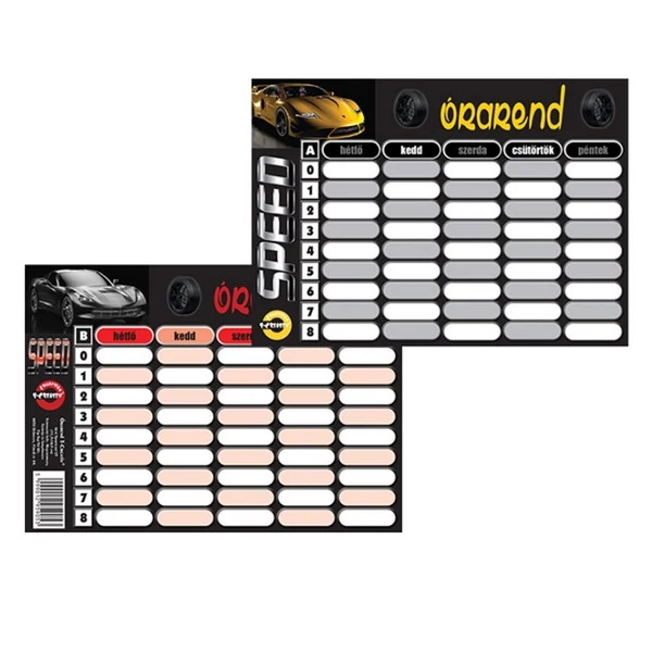 T-Creativ sportautós kicsi órarend 13039TSC