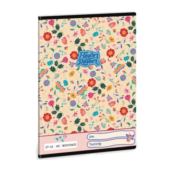 Ars Una: Flower Power kockás füzet A/5 27-32