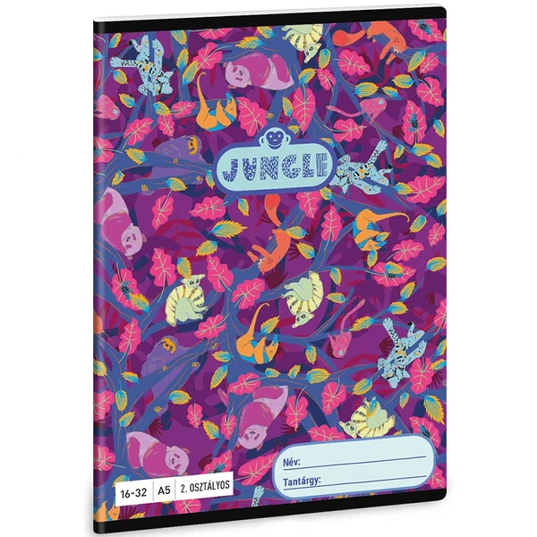 Ars Una: Jungle - Dzsungel állatmintás 2. osztályos vonalas füzet 32 lapos A/5