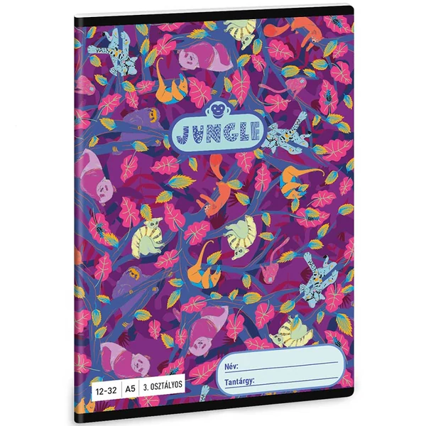 Ars Una: Jungle - Dzsungel állatmintás 3. osztályos vonalas füzet 32 lapos A/5