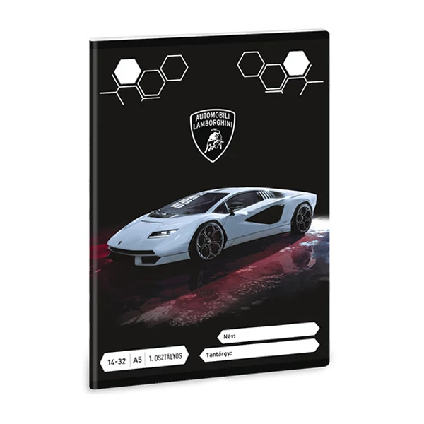 Ars Una: Lamborghini szürke 1.osztályos vonalas füzet A/5 14-32