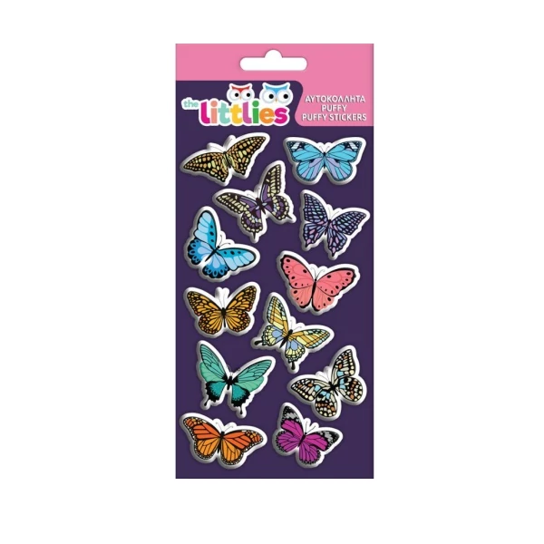 The Littlies: Pillangós 3D pufi matrica szett 10x22cm-es íven