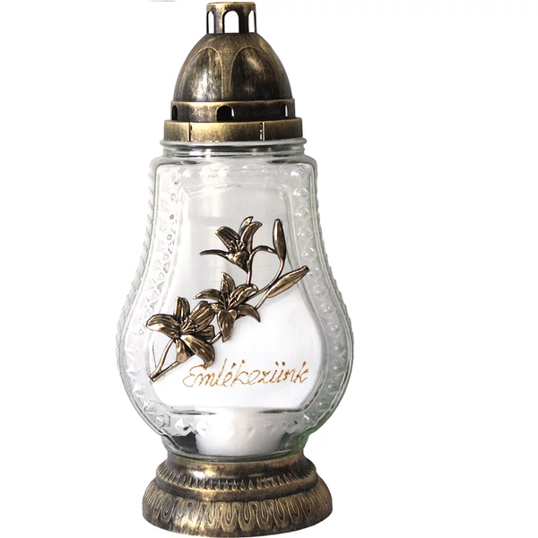 Kegyeleti mécses arany liliomos mintával felirattal 34,5 cm RZ-57