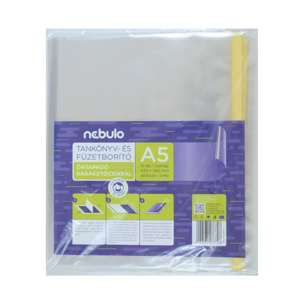 Nebulo: Füzetborító A/5-ös 10db-os öntapadós sima fóliába