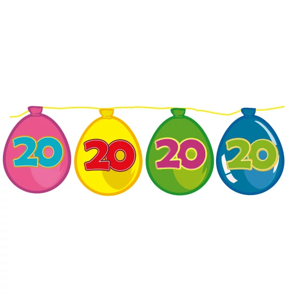Party füzér 20. évszámos lufis mintával 6M