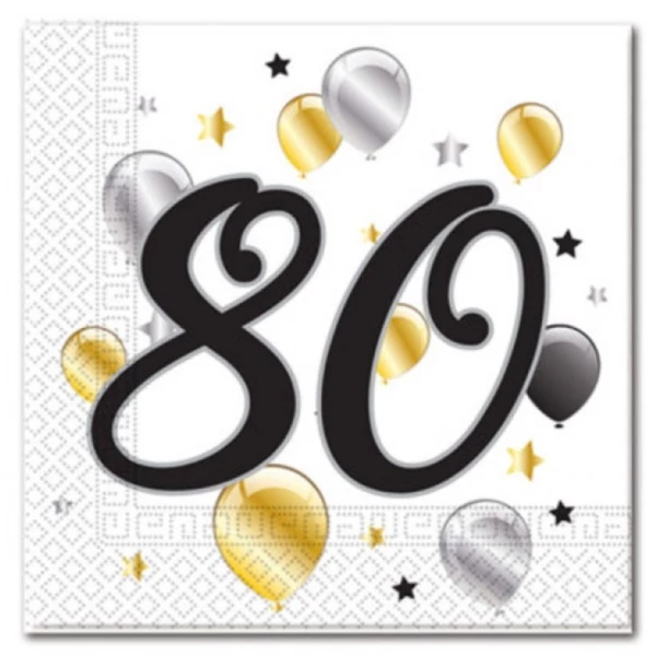 Party szalvéta 80. évszámos 20db-os kiszerelésben 33x33cm
