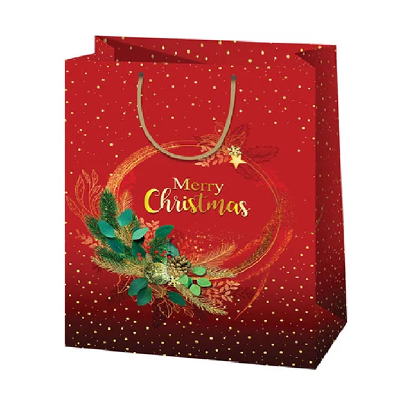 Merry Christmas piros nagy méretű ajándéktáska 24x35x9cm