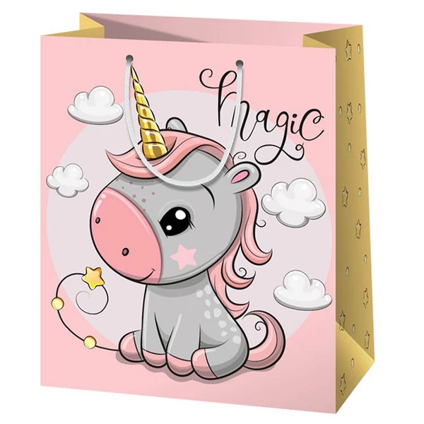 Unikornisos közepes méretű ajándéktáska 18x23x10cm-es