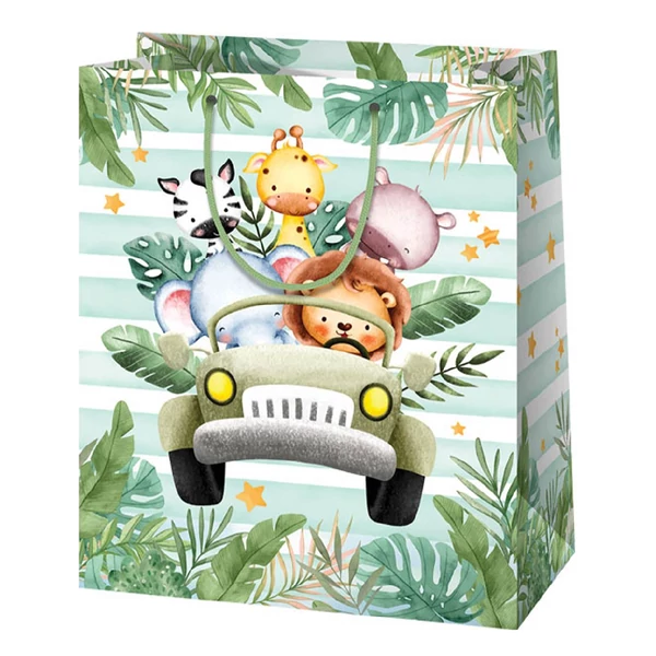 Kalandozó állatok közepes méretű ajándéktáska 18x23x10cm-es