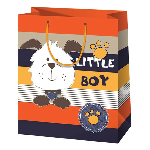 Aranyos kutyusos közepes méretű ajándéktáska 18x23x10cm-es