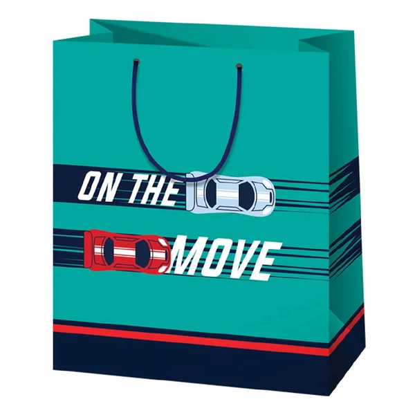 Sportautós közepes méretű ajándéktáska 18x23x10cm-es