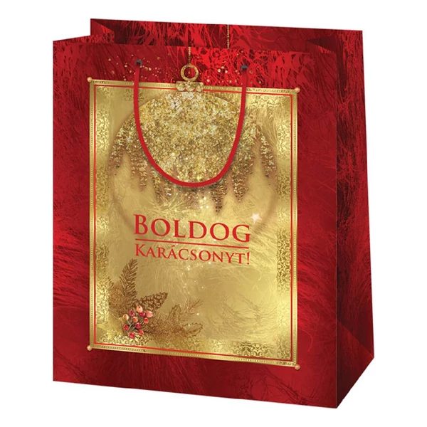 Boldog Karácsonyt feliratos normál méretű exkluzív ajándéktáska 11x6x15cm