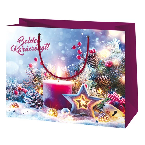 Boldog Karácsonyt! feliratos nagy méretű exkluzív ajándéktáska 27x14x33cm