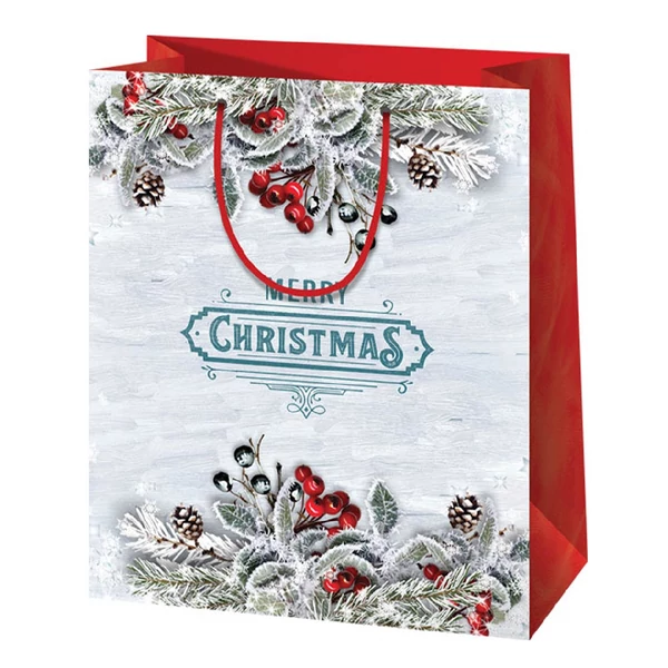 Merry Christmas közepes méretű ajándéktáska 18x23x10cm-es