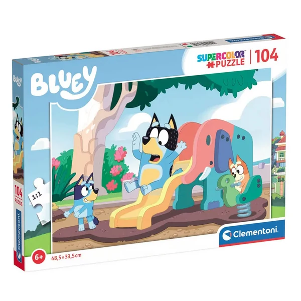 Bluey kutya csúszdázik 104 db-os Supercolor puzzle - Clementoni