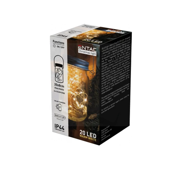 Entac napelemes karácsonyi fényfüzér IP44 20LED