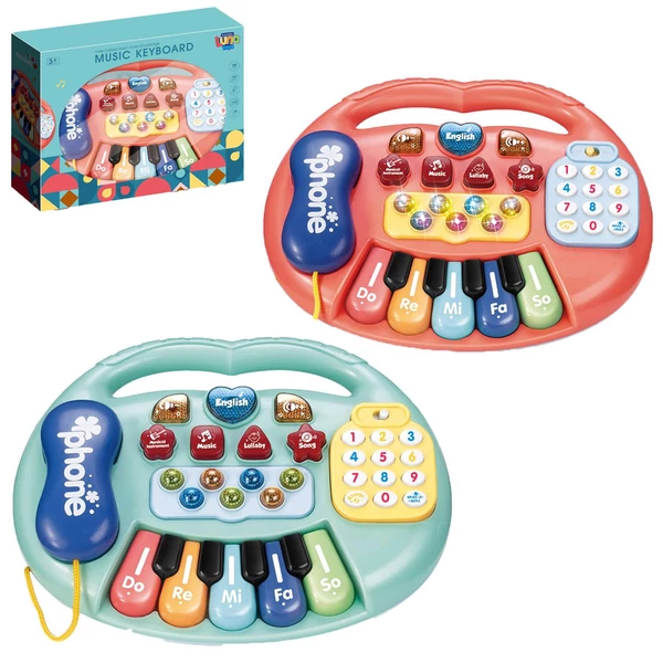 Elektromos bébi zongora fénnyel és hanggal, kétféle változatban 1db