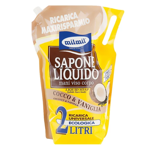 MilMil kókusz és vanília illatú folyékony szappan és tusfürdő 2L