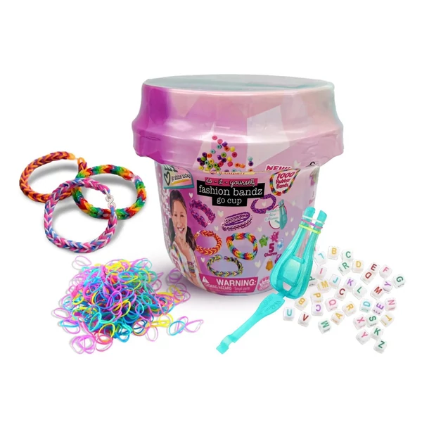 WeCool: ILY DIY gumikarkötő készítő szett gyöngyökkel, poharas tárolóban