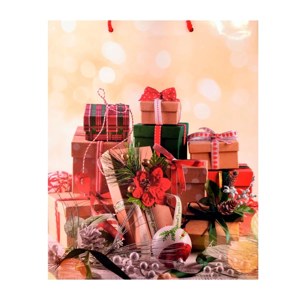 Ajándéktáska Karácsonyi ajándék mintázattal 26x32x12,5cm