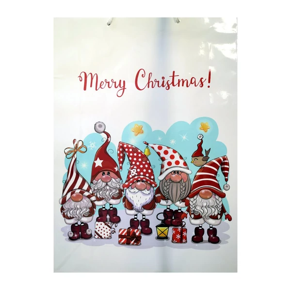 Ajándéktáska Karácsonyi manós mintázattal 32,5x45,5x10cm